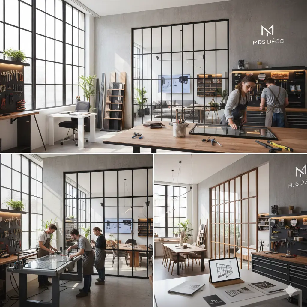 Découvrez notre verrière sur mesure à Paris, réalisée par un artisan verrier d'Île-de-France. Qualité, savoir-faire et design personnalisés pour votre intérieur.