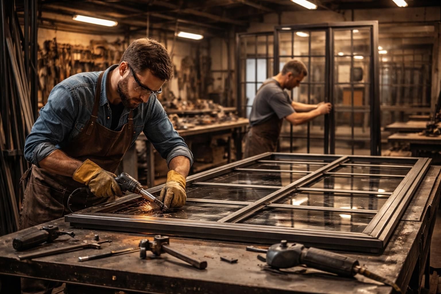 découvrez la cloison verrière sur mesure en acier pour votre cuisine à paris, alliant élégance et design haut de gamme pour une décoration moderne et raffinée.