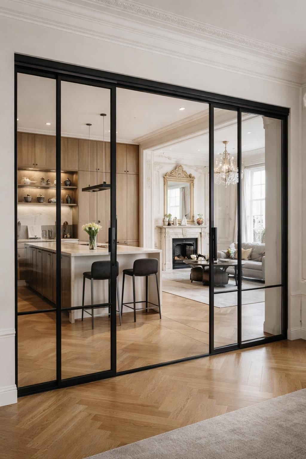 découvrez la porte verrière coulissante sur mesure pour cuisine à paris par mds déco, alliant élégance et design en acier pour sublimer votre intérieur.