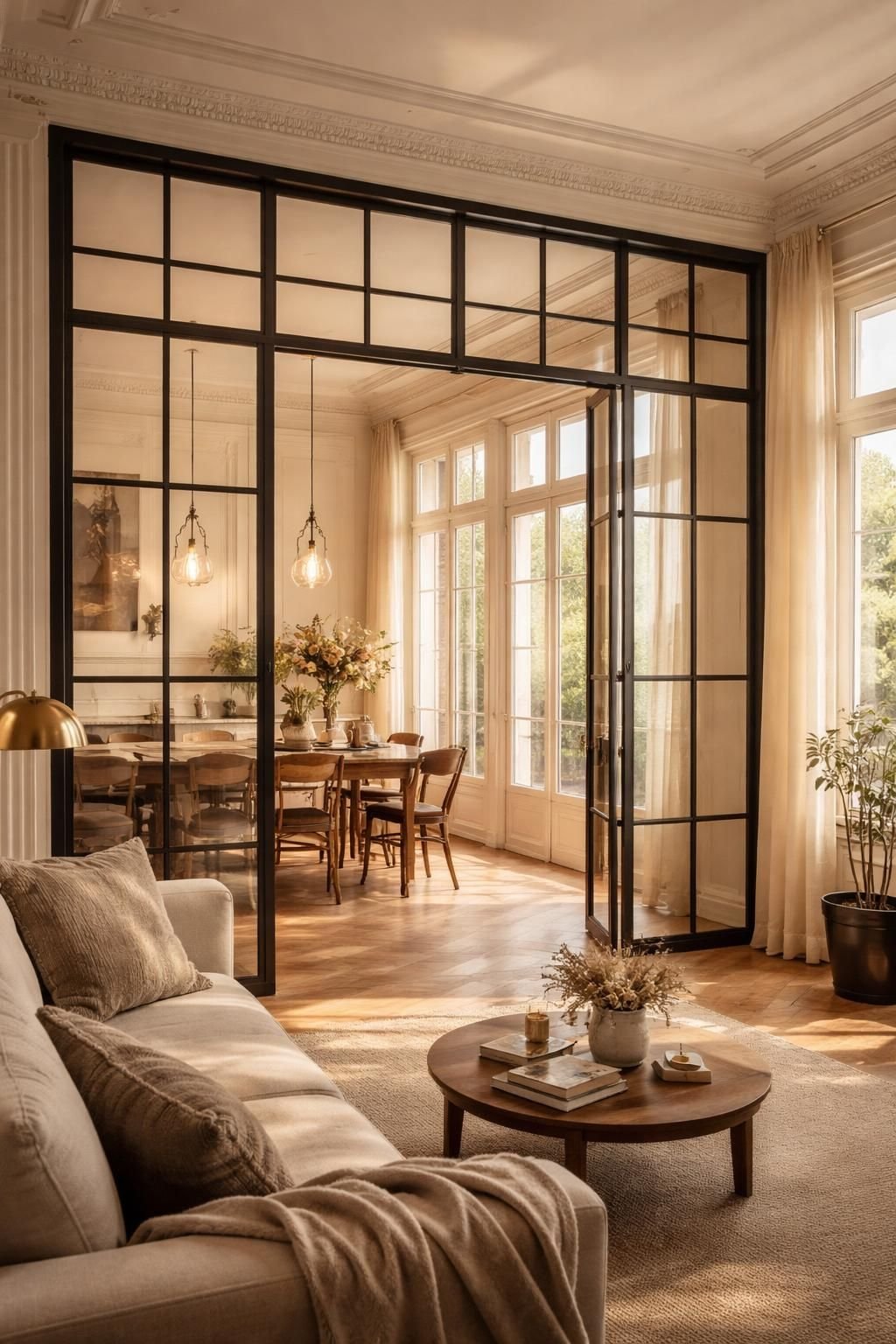 découvrez l'élégance d'une verrière cuisine en acier sur mesure à paris, réalisée par mds déco, artisan haut de gamme alliant qualité et design personnalisé.