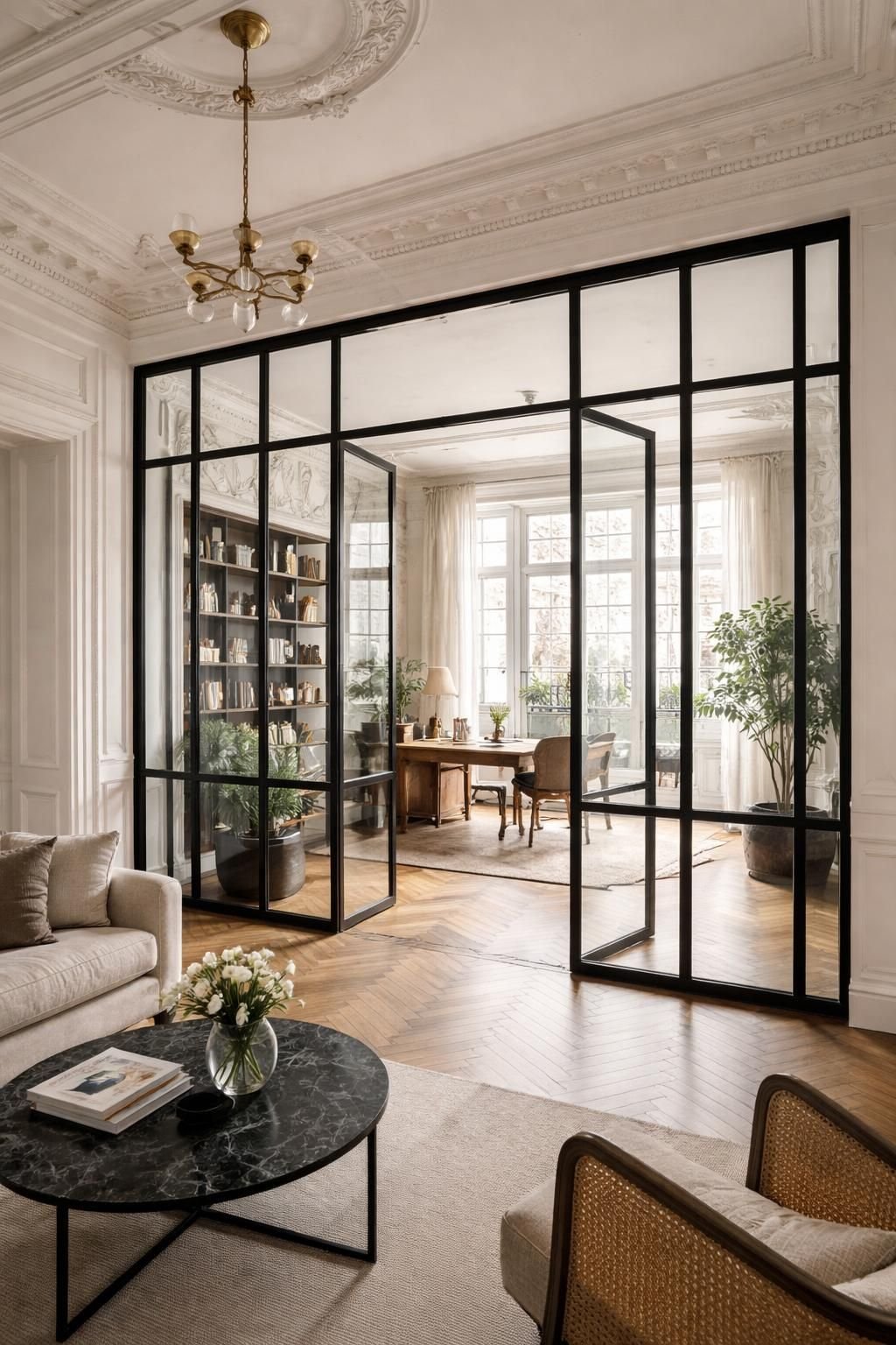 découvrez l'élégance et la précision de la verrière sur mesure à paris, alliant art et acier haut de gamme avec mds déco pour sublimer vos espaces.